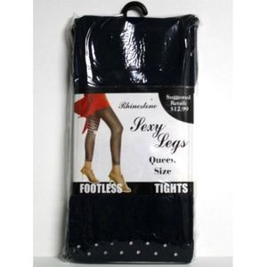 Eros Womens Navy Tights Rhinestone Trim Footless